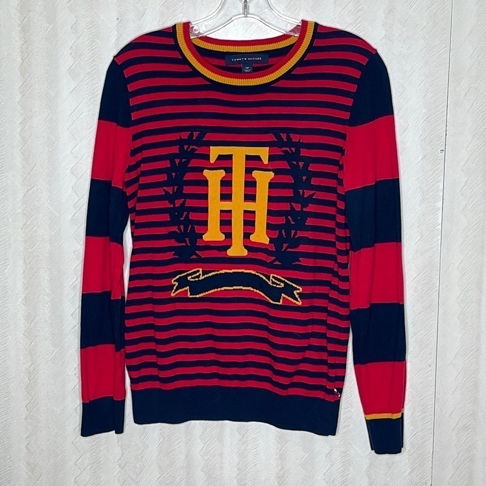 ❤️ 🆕 TOMMY HILFIGER Striped Sweater Size SP - Picture 2 of 5